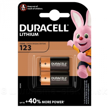 Batéria DURACELL CR123 lítiová 3V 2BL, balenie 2ks