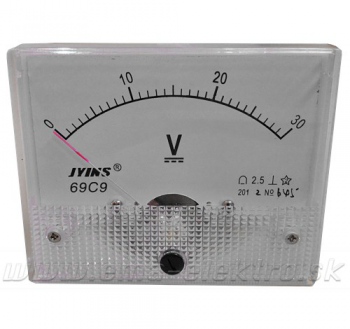 Panelový voltmeter 69C9, 30V DC, 80x65mm
