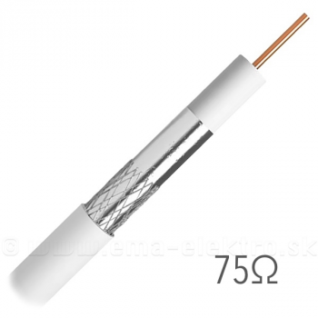 Kabel koaxiálny CB50F 75 ohm, Cu vodič 2x tienenie