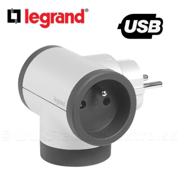 Rozbočka LEGRAND 49437 3x2P+T USB B/TS, biela