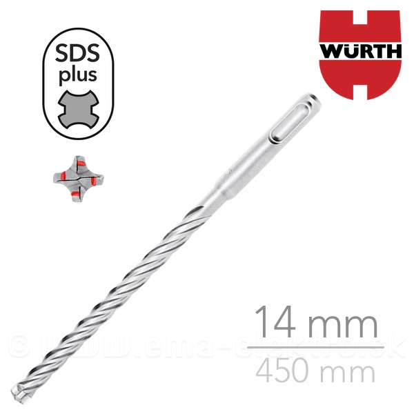 Vrták SDS+ WURTH Quadro-L Vario, 14mm D=450