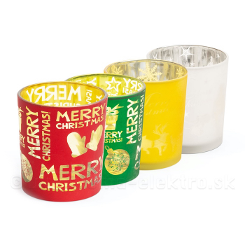 Vianočný pohár na čajové sviečky - 4 rôzne farby