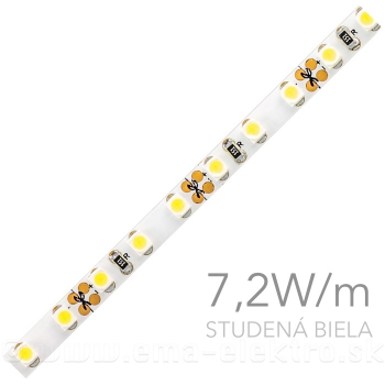 LED pás  7,2W/m 3528 12V DC studená biela IP20