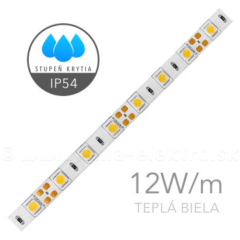 LED pás 12W/m 12V DC 5050, IP54, teplá biela