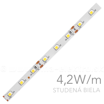 LED pás  3,6W/m 3528 12V DC studená biela IP20