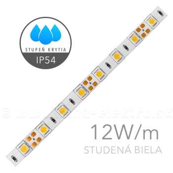 LED pás 12W/m 12V DC 5050, IP54, studená biela