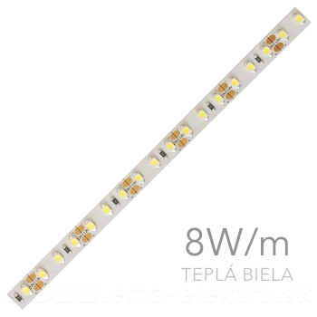 LED pás  7,2W/m 3528 12V DC teplá biela IP20