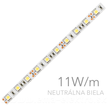LED pás 10,8W/m 5050 12V DC IP20 neutrálna biela