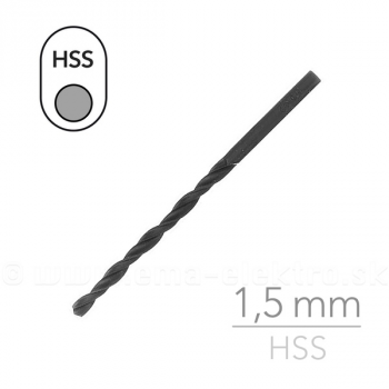 Vrták HSS  1.5mm do kovu, dreva a plastu
