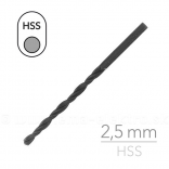 Vrták HSS  2.5mm do kovu, dreva a plastu