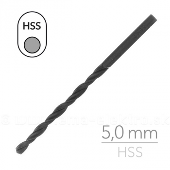 Vrták HSS  5.0mm do kovu, dreva a plastu