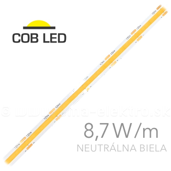 LED pás  8,7W/m COB 12V DC IP20, neutrálna biela