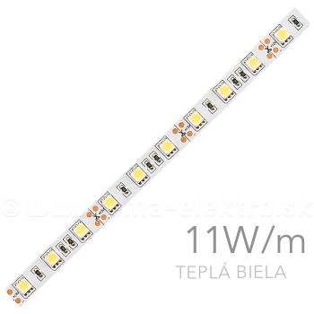 LED pás 10,8W/m 5050 12V DC teplá biela IP20