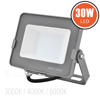 LED reflektor  30W WW/NW/CW 2400lm IP65, šedý