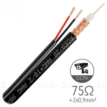 Kabel koaxiálny CCTV RG59/U-2W  3,7-75+2x0,9 Cu